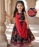 Babyhug Woven Sleeveless Sequinned & Floral Embroidered Choli With Lehenga and Georgette Dupatta - Hot Pink