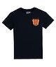 GINI & JONY Cotton Knit Half Sleeves T-Shirt with Text Print - Navy Blue