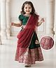 Babyhug Woven Half Sleeves Floral Embroidered & Brocade Pattu Pavadai Lehenga Choli and Dupatta Set - Green