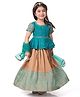 Babyhug Woven Short Sleeves Brocade Pattu Pavada Lehenga Choli & Dupatta Set with Floral Embroidery - Green