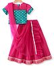 Babyhug Woven Short Puffed Sleeves Brocade Pattu Pavada Lehenga Choli & Dupatta Set- Fuschia