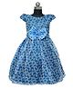 HEYKIDOO Organza Cap Sleeves Butterfly Printed Dress - Blue & White