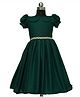 HEYKIDOO Chinnon Silk Puff Sleeves Floral Lace Embellished Dress -Green
