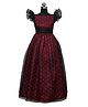 HEYKIDOO  Organza Flutter Sleeves Floral Designed Gown -Black & Maroon