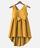 HEYKIDOO Silk Sleeveless Bow Applique Detailed High Low Party Wear Dress - Yellow