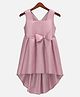 HEYKIDOO Silk Sleeveless Bow Applique Detailed High Low Party Wear Dress - Pink