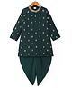 Babyhug Woven Full Sleeves Embroidered  Dhoti Kurta Set - Olive Green