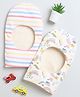 BUMZEE Interlock Pack Of 2 Unicorn & Striped Printed Monkey Caps - Cream