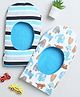 BUMZEE Interlock Pack Of 2 Striped & Animal Printed Monkey Caps - White & Blue