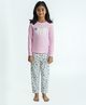 Mackly Cotton Knit Full Sleeves Ice-cream Printed Nightwear Set - Pink & Grey