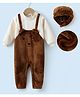 Kookie Kids Full Sleeves Winter Wear Romper with Bear Applique & Cap- Dark Brown