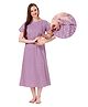 Piu Cotton Half Sleeves Hearts Printed Nighty With Nursing Access - Pink