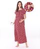 Bella Mama Cotton Knit Half Sleeves Concealed Zipper Lemon Print Nighty - Wine