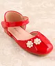 Cute Walk by Babyhug Ballerinas with Velcro Closure & Floral Applique - Red