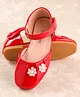 Cute Walk by Babyhug Ballerinas with Velcro Closure & Floral Applique - Red