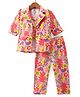 Enfance Half Sleeves Floral Printed Jacket With Coordinating Top & Pant Set - Peach