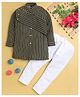 Jeet Ethnics Cotton Full Sleeves Striped Kurta With Pyjama - Green