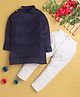 Jeet Ethnics Full Sleeves Pintuck Striped Design Kurta With Solid Pyjama - Navy Blue