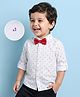 Mark & Mia Full Sleeves Printed Shirt with Bow - White