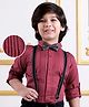 Mark & Mia Cotton Woven Full Sleeves Solid Colour Shirt with Bow Suspender & Pintucks Detailing - Maroon
