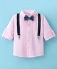 Mark & Mia Full Sleeves Party Pintuck Shirt with Bow & Suspender - Pink
