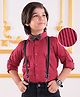 Mark & Mia Full Sleeves Party Pleated  Shirt with Bow & Suspender - Red