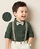 Mark & Mia Full Sleeves Solid Colour Shirt with Bow Suspender & Pintucks Detailing - Dark Green