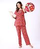 Bella Mama Cotton Knit Half Sleeves Nursing Night Suit Floral Print - Pink