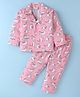 Rikidoos Cotton Woven Full Sleeves Animal Printed Night Suit - Light Pink
