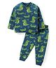 Babyhug Cotton Knit Full Sleeves Night Suit with Dino Print - Blue