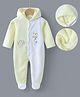 Kookie Kids Full Sleeves Front Open Hooded Footed Romper with Bear Embroidery - Yellow