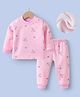 Kookie Kids Full Sleeves Co-Ords Winter Night Suit With Bunny Print - Pink