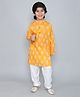 The Magic Wand Full Sleeves Ikat Design Motif Printed Kurta Set -  Yellow