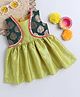 Many frocks & Velvet Sleeveless Floral  Embroidered &  Lace Embellished Ethnic Dress - Yellow & Green