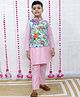 M'andy Cotton Full Sleeves Solid Kurta Pyjama Set With Elephant Printed Jacket - Blue