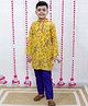 M'andy Cotton  Full Sleeves Floral  Printed Kurta Pyjama Set - Yellow