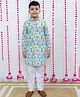 M'andy Cotton Full Sleeves Floral Printed Kurta Pyjama Set - Blue