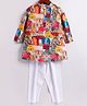 M'andy Cotton  Full Sleeves Floral  Printed Kurta Pyjama Set - Yellow