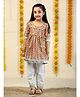 The Mom Store Cotton Three Fourth Sleeves Abstract Printed Kurta Pant Set - Multi Color