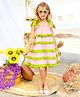 Jilmil Girls Ruffled Pink and Green Cotton Dress