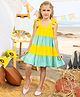 Jilmil Girls Yellow Colourblocked Layrered Cotton Dress