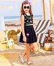 Jilmil Girls Black Flower Embroidered Cotton Top With Skirt