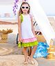 Jilmil Girls Green and Pink Frilled White Cotton Dress