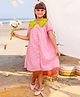 Jilmil Girls Green Collar Pink Dress