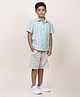 Jilmil Jilmil Boy's Blue Stripes Half Sleeve Cotton Shirt