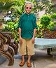 Jilmil Jilmil Boy's Green Rolled Up Cotton Shirt