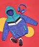 YU by Pantaloons Full Sleeves Colour Blocked Padded Hooded Jacket - Blue