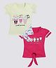 Nottie Planet Pack Of 2 Half Sleeves Ice Cream & Cats  Printed Tops  - Lemon & Rani