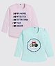 Nottie Planet Pack Of 2 Full Sleeves Cat   Printed  & Sequin Emellished Tops -Pista &  Pink