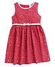 Funshine Cotton Sleeveless Casual Dress Including Waist Belt With Floral Print - Red